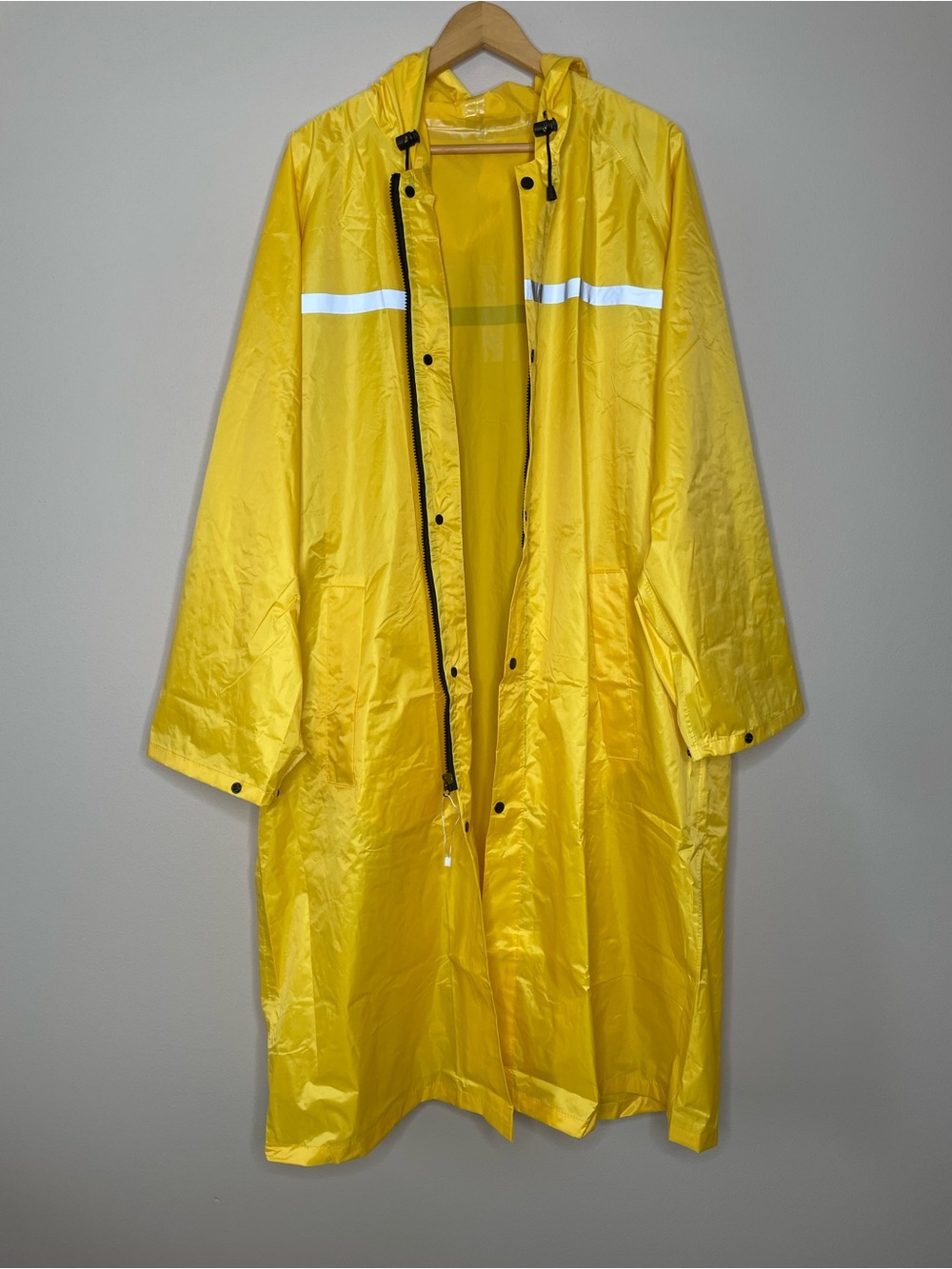 Men’s Long Hooded Safety Rain Coat - Picture 3 of 6
